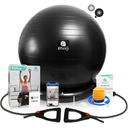 Гімнастичний м'яч ENOVI Fit+ з фітнес-стрічками, набір для фітнесу, йоги, тренувань, для спини та офісу