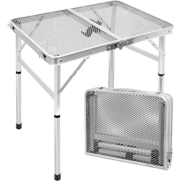 Складаний туристичний столик EASTSTORM 60x40 см з металевою сіткою, 2 рівня висоти, для кемпінгу та відпочинку на природі
