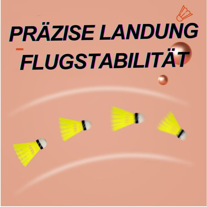 Бадмінтонні м'ячі Kawasaki Federbälle - жовті, нейлонові, для тренувань та змагань, стабільні та довговічні, для гри в приміщенні та на вулиці (повільна швидкість)