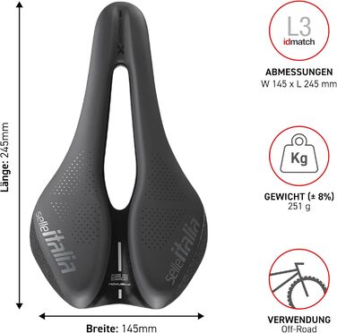 Велосипедне сідло Selle Italia Novus Boost EVO X-Cross Superflow L3, чорне - для MTB та гравійних велосипедів