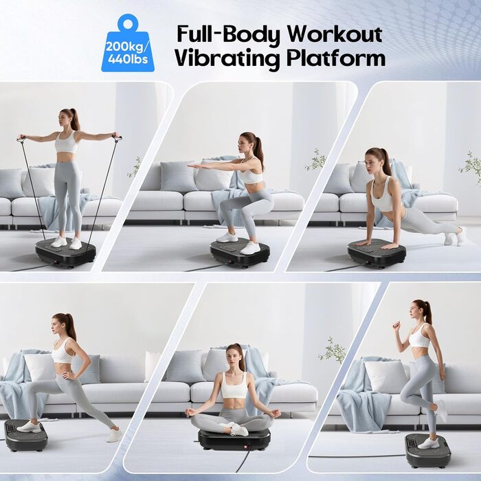 Віброплатформа VAYOTOY з Bluetooth, 120 рівнів інтенсивності, 10 програм тренувань для дому. Масажний та спортивний пристрій для лімфодренажу та фітнесу.