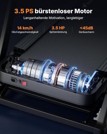 Біговий тренажер MERACH для дому з нахилом 18%, автоматична зміна нахилу, 1-14 км/год, складаний, потужність 3.5HP, розмір 46*120 см, 12 програм, чорний