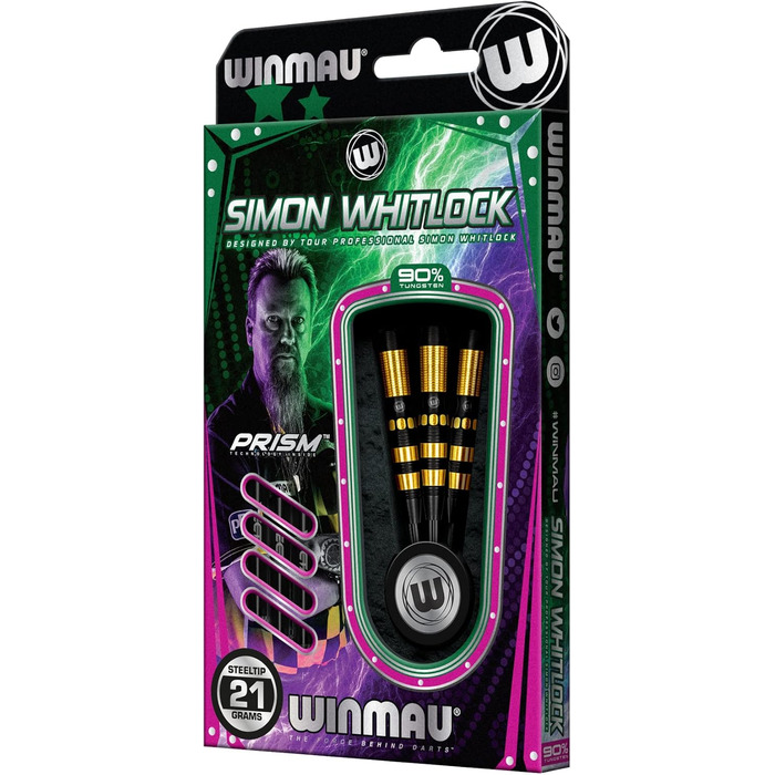WINMAU Simon Whitlock Dynamic Special Edition 21 г Професійні вольфрамові дротики з крилами та стрижнями