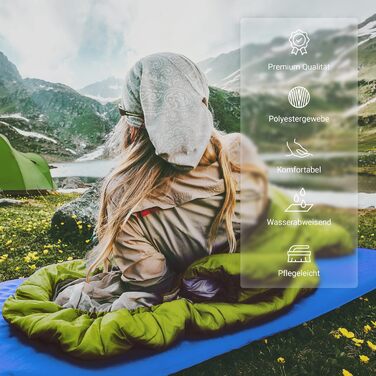Спальний мішок MSports Premium Outdoor з ременем для перенесення - вибір на весну/літо (200GSM) або осінь/зима (300GSM) - теплий мумієподібний спальник для кемпінгу, подорожей, фестивалів - оливковий, 300 GSM
