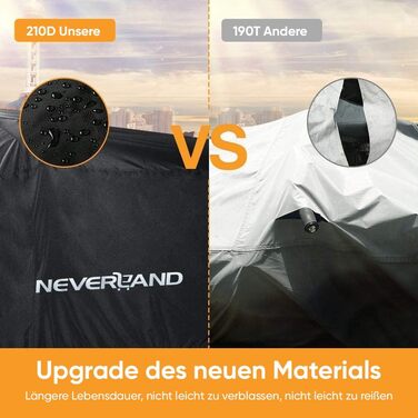 Покривало для квадроцикла NEVERLAND Quad, оранжеве фосфоресцентне, XL, 210x120x115 см, 210D Oxford, чорне