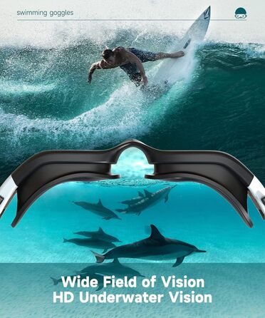 Окуляри для плавання Schwimmbrille, поляризовані, білі/срібні - для жінок та чоловіків, антифог, UV-захист