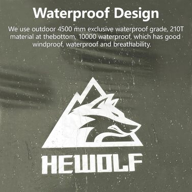 Намет туристичний HEWOLF Wurfzelt Pop Up для 2-4 особи з тамбуром, ультралегкий сімейний намет для кемпінгу, фестивалів, відпочинку на природі, армійний зелений