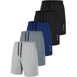 Шорти спортивні чоловічі літні швидка сушка. Короткі шорти для бігу, залу, баскетболу, джогінгу з кишенями. Чорний/Чорний/Темно-сірий/Морська хвиля/Світло-сірий