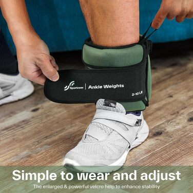Нагрудники Sportneer з регульованою вагою 0,9-4,5 кг (на щиколотку) / 1,8-9 кг (на пару), вага для ніг та рук, армійний зелений