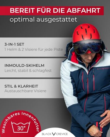 Шолом гірськолижний Black Crevice Arlberg з візором (S, 51-54), карбон білий/синій