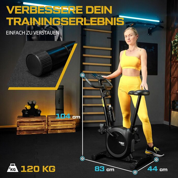 Велотренажер TREX SPORT TX-350MB RIZE, магнітний, 10 рівнів навантаження, пульсометр, 5 висот сидіння, до 120 кг, чорний