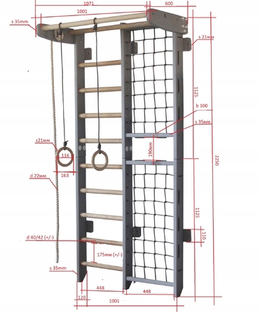 Тренувальна драбина Małpiszon 225 см x 107 см