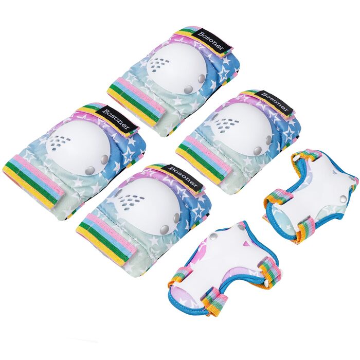 Захист для колін та ліктів BOSONER для дітей (6-15 років), комплект 6 шт. для роликів, інлайн-скейтів, скейтборду