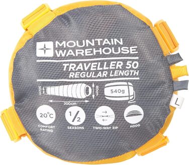 Сплячий мішок Mountain Warehouse Traveller 50 - 220 x 80 x 50 см - вітростійкий, блакитно-зелений, регульована довжина
