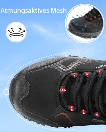 Водонепроникні трекінгові черевики для жінок та чоловіків. Легкі пішохідні черевики, дихаючі, розміри 38-46 EU, 44 EU, чорний, червоний