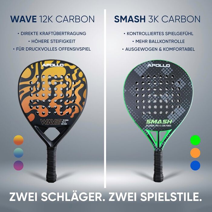 Ракетка для падел Apollo Padelschläger 12K Carbon (унісекс, для початківців та професіоналів, м'ятний колір)