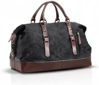 Спортивна сумка для подорожей FANDARE: універсальна дорожня сумка-вікенд з канвасу для жінок та чоловіків, сумка для залу, кемпінгу та пляжу (Чорна)