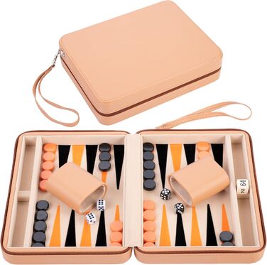 Чемоданчик для настільної гри шашки Engelhart 9 дюймів бежево-оранжево-чорний