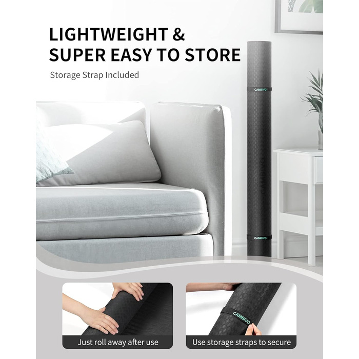Килимок для йоги CAMBIVO XXL 183x122x0,6 см, товстий, нековзкий TPE, з рушником, для пілатесу, фітнесу, спорту, домашніх тренувань, чорний