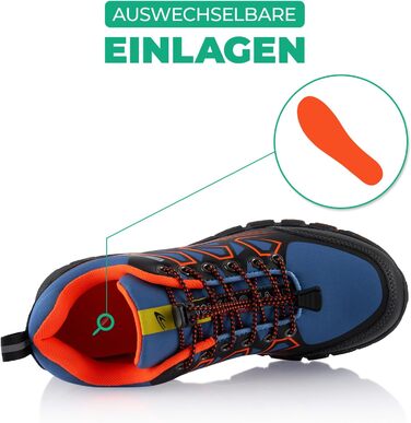 Черевики для трекінгу та трейлраннінгу Softshell для жінок та чоловіків. Синьо-зелені черевики для піших прогулянок та бігу по пересіченій місцевості (41 EU, Синьо-оранжевий)