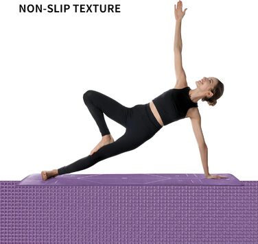 PROIRON Килимок для йоги з неслизькою поверхнею, розмітка для тренувань. Підходить для йоги, фітнесу та спорту. Килимок для йоги та тренувань (фіолетовий)