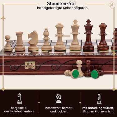 Професійні шахи Staunton №5, 48 см, дерев'яні, ручна робота, важкі фігури