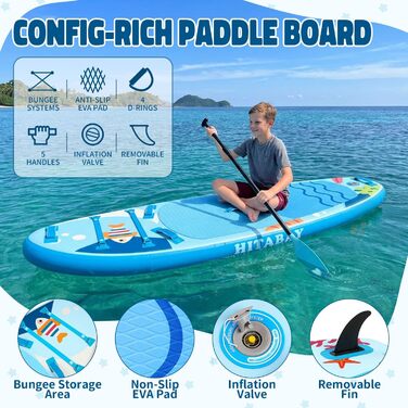 Надувне SUP-борд для дітей та підлітків. Комплект з аксесуарами. Макс. вага: 75/80/120 кг. Дизайн 