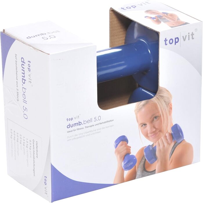 Гантелі top | vit® 2x5 кг, чавун, вінілове покриття, для чоловіків, жінок і літніх, середньо-сині, набір з двох