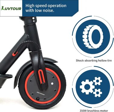 Електросамокат LuvTour ES-S3 PRO для дорослих, 20 км/год, запас ходу 40 км, складаний, з додатком, подвійні гальма, 8,5'' пневматичні колеса, чорний