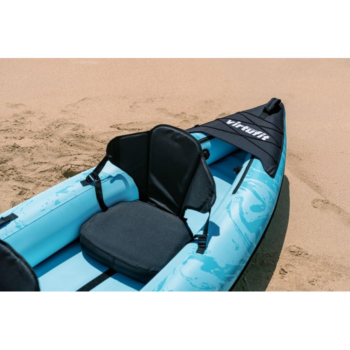 Надувний каяк VirtuFit Kajak 335 для 2-3 осіб – стабільна конструкція, комплект з сидіннями та веслами – для моря, річки та озера – 335 см, блакитний