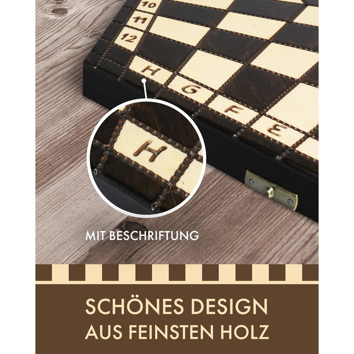 Дерев'яний ігровий набір 3-в-1 ChessEbook: шахи, нарди, шашки, складаний, ручна робота, 35x35 см