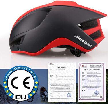 Велосипедний шолом Shinmax з LED-підсвіткою, USB-зарядкою, магнітним знімним візором, для чоловіків і жінок, легкий MTB/міський, регульований 57-62 см, чорний/червоний