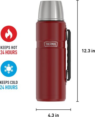 Термос-термобутилка THERMOS Stainless King 1,2 л, вакуумна, червона, нержавіюча сталь