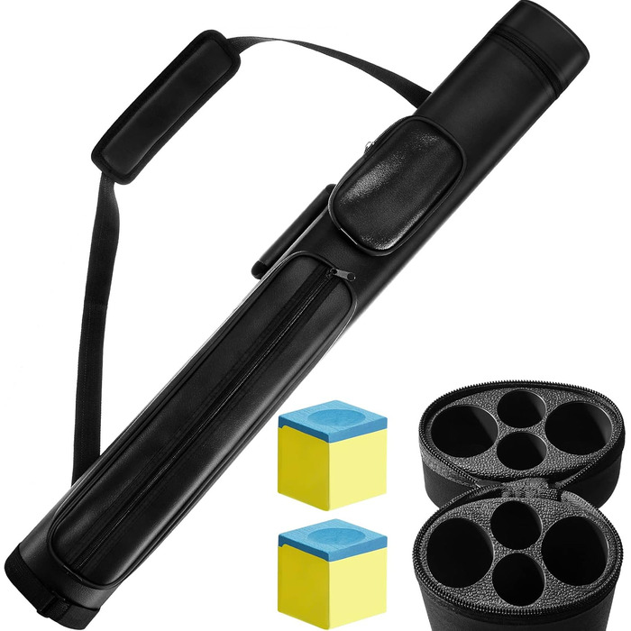 Більярдний кий Deekin 2x2 серія, овальна форма, сумка-чохол з 4 отворами, 2 кубики крейди, чорний колір