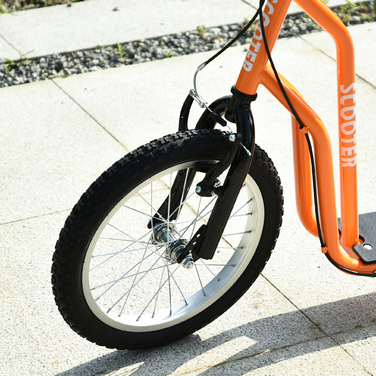 Дитячий самокат HOMCOM від 5 років Kick Scooter City Scooter з пневматичною шиною 16 дюймів Передній 12 дюймів Задній Помаранчевий 135x58x88-94 см