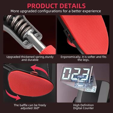 Тренажер для стегон Wooa Thigh Master 35 кг з регульованим опором, лічильником, для вправ для стегон та внутрішньої поверхні стегна, для тренування тазового дна та стегон, для домашніх тренувань