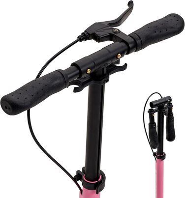 Самокат Blackwheels Orio Cityroller 200мм: складаний, алюмінієвий, з регулюванням висоти, ремінцем, ABEC 7, антиковзким деком (Чорно-Рожевий)