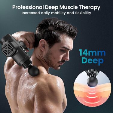 Масажер для м'язів, електричний фасціальний пістолет з 30 швидкостями та 30 насадками для глибокого масажу шиї, плечей та спини