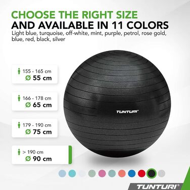 Фітнес-м'яч Tunturi Anti-Burst з насосом - фітбол 65 см для йоги, пілатесу та вагітності - червоно-чорний - 220 кг - з тренувальним додатком