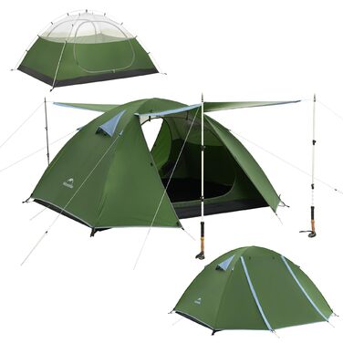 Намет Naturehike Bleik Ultraleicht 2-3 особи для кемпінгу, трекінгу та велотуризму (240x290x125 см, Зелений)