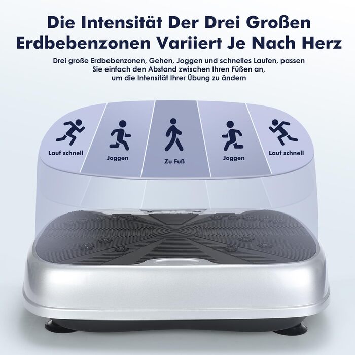 Вібраційна платформа Oyajia для дому: тренажер для схуднення, формування фігури та м'язів (99 рівнів, чорно-сріблястий)