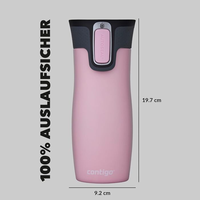 Термокружка Contigo West Loop Autoseal 470 мл, рожевий (Millennial Pink) - неіржавіюча сталь, для подорожей, кави з автозакриттям