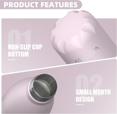 Термос-пляшка для спорту WATERSY 500 мл, нержавіюча сталь, дитяча, з подвійними стінками, чорна, без BPA