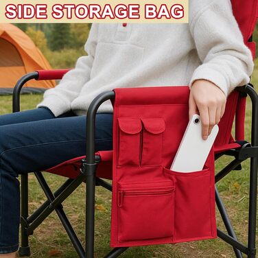 Кемпінговий стілець LEADZM складний з бічним столиком та відділенням для зберігання, вентильована спинка, 10 кг вантажопідйомність, 600D Oxford тканину, металевий каркас, 6x60x9 см, легкий та компактний для відпочинку на природі, риболовлі, фестивалів (2 