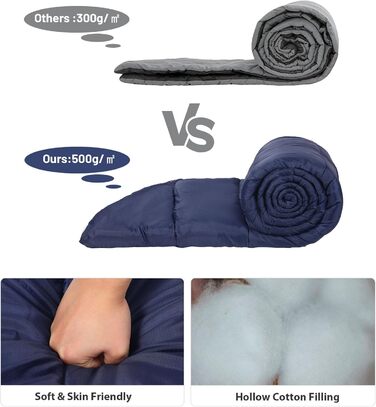 Спальний мішок Redcamp Baumwoll-Flanell для кемпінгу, 3-сезонний, теплий та комфортний, для дорослих. Вага наповнювача: 2/3/1.8 кг (Marineblau), 2.0 кг (Rot).