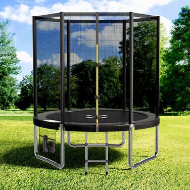 Трамплін Devoko Outdoor Ø 183-427 см, комплект з сіткою, драбиною та захистом, сертифікат GS, для дітей