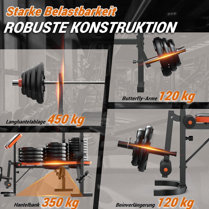 Регульована лава для тренажерів XDDIAS 6-в-1: жимовая, для присідань, з пулом для згинання рук та тренажером для ніг. Макс. вага: 350 кг. Оновлена версія