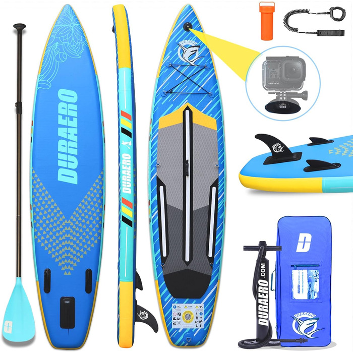 Надувна SUP-дошка DURAERO 330x76x15 см з кріпленням для камери, комплект аксесуарів, вантажопідйомність до 150 кг