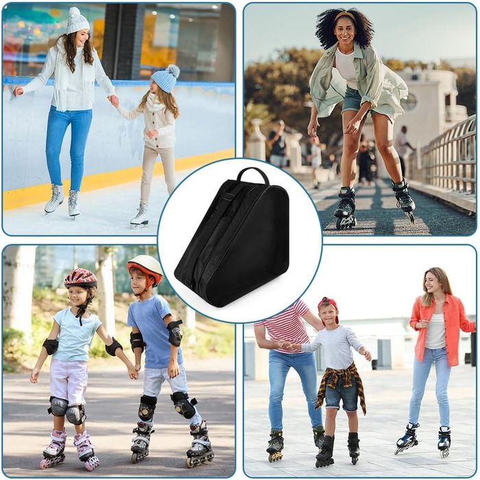 Сумка для роликів Flintronic, сумка для інлайнів, сумка для скейтборду, сумка для ковзанів з регульованим плечовим ременем, велика місткість (чорна)