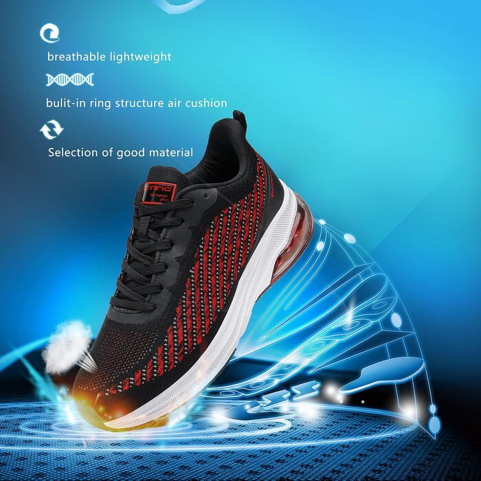 Спортивні кросівки для чоловіків та жінок, кросівки для фітнесу, бігу, трекінгу, 4 кольори, розміри 36-47 EU, зелено-білі (36 EU, червоно-чорні)